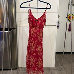 Betsey Johnson Vibrant Red Floral Dress